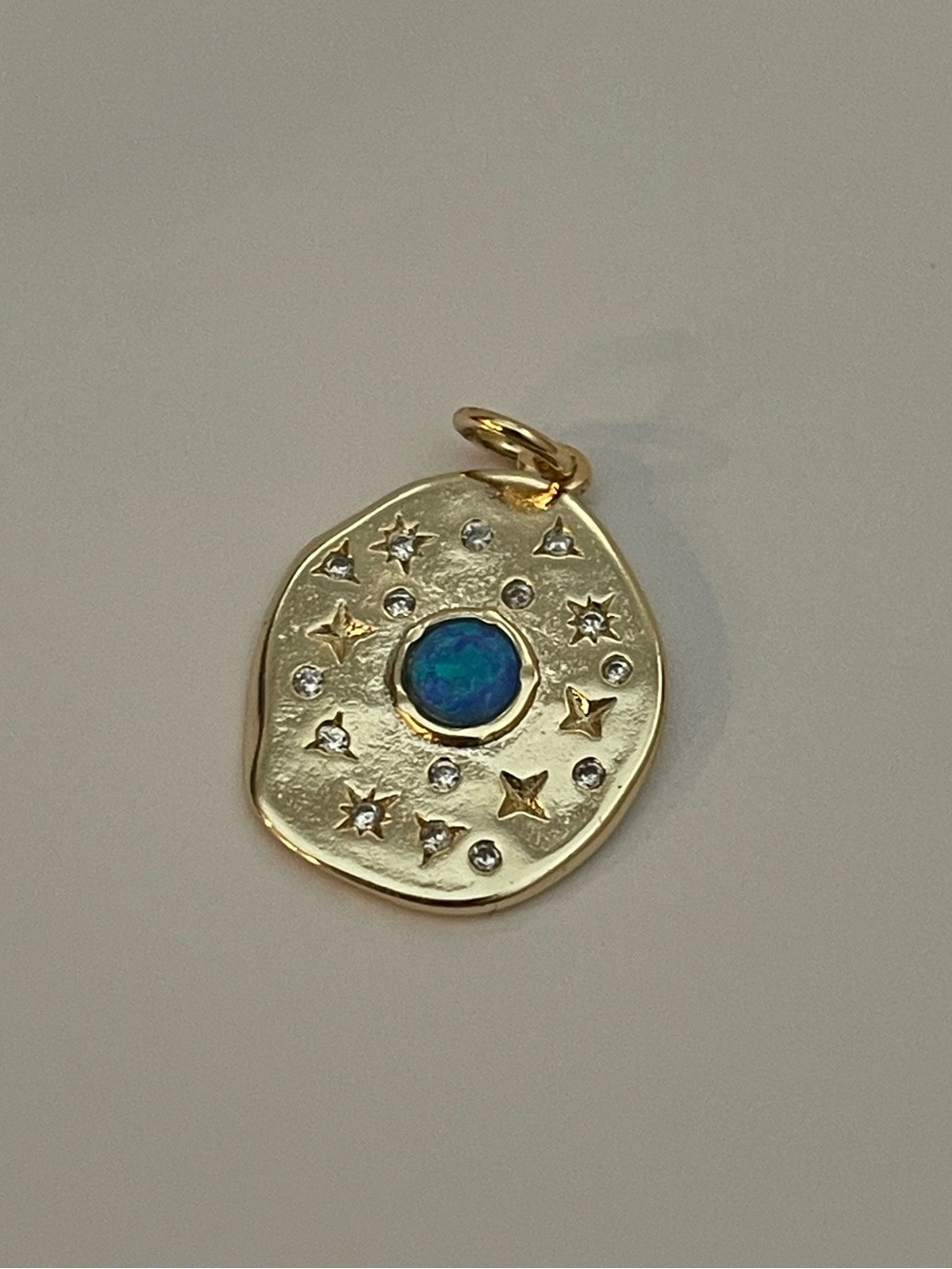 "Lucid Dreaming Anchor" Starburst 18K Gold Plated Over Bass With Opal - Picture 2 of 9